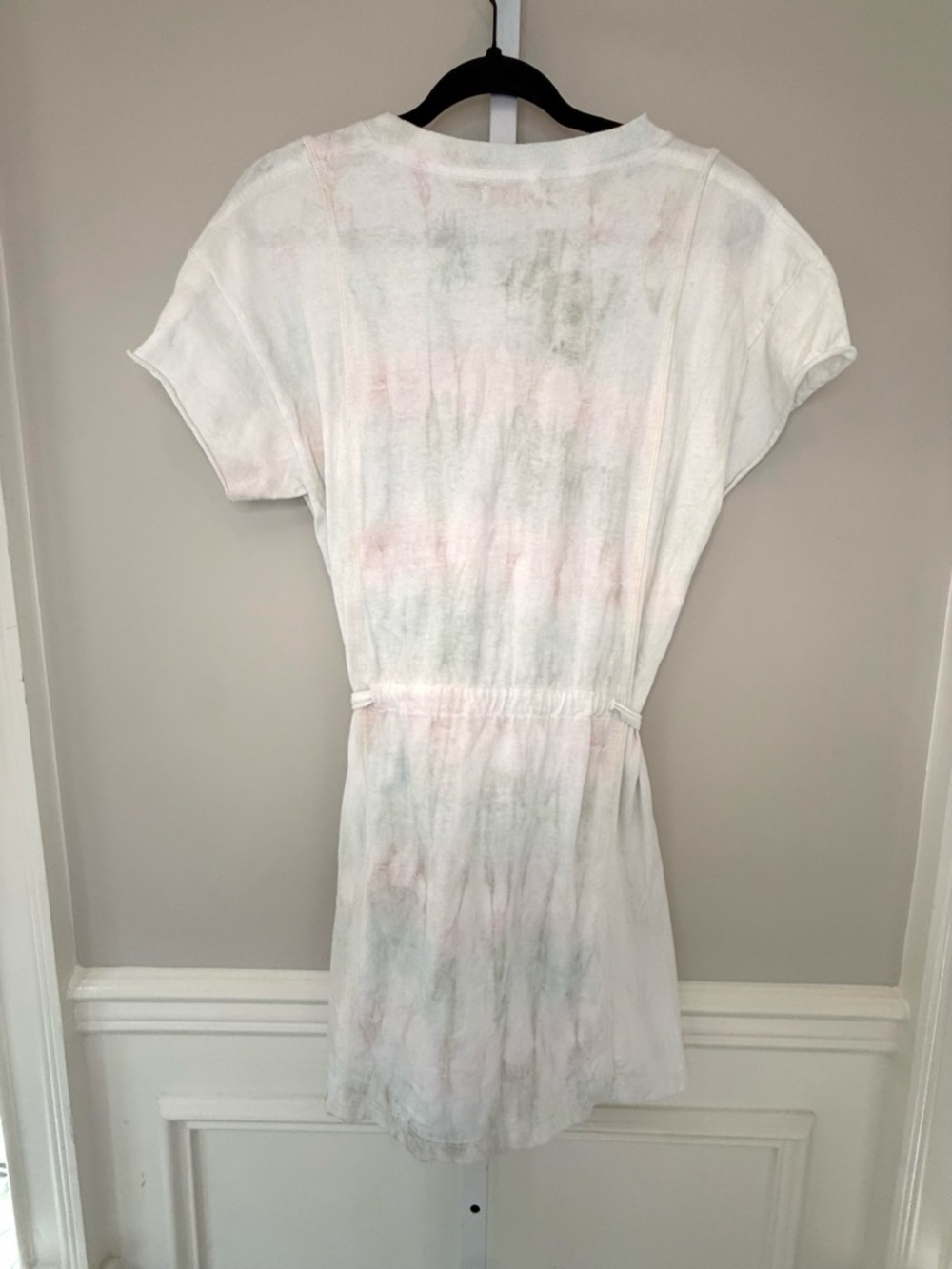 John Elliott Pastel Tie Dye T Shirt Dress Tie Waist Pink White Size S - Picture 7 of 16